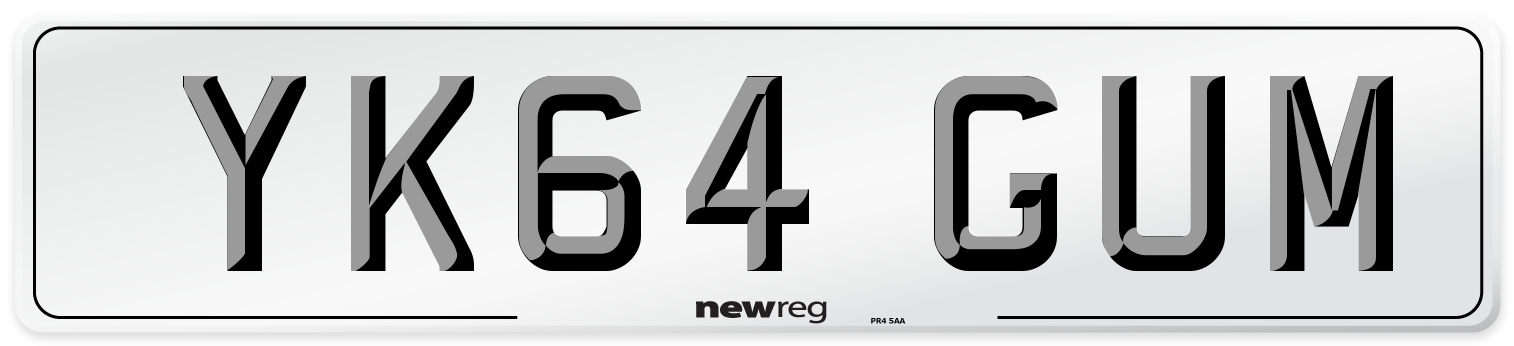 YK64 GUM Number Plate from New Reg
